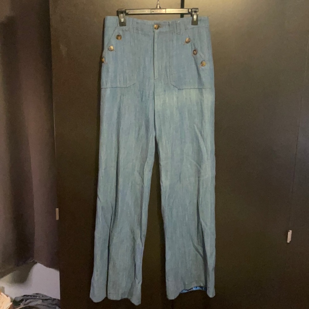 Zara straight wide leg jeans sailor style